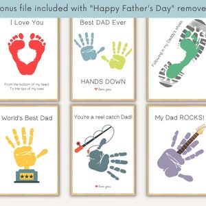 Father's Day Handprint Art Printable Bundle, Handprint Gift for Dad from Kids, Crafts for Preschoolers Toddlers, Happy Father's Day Craft image 2