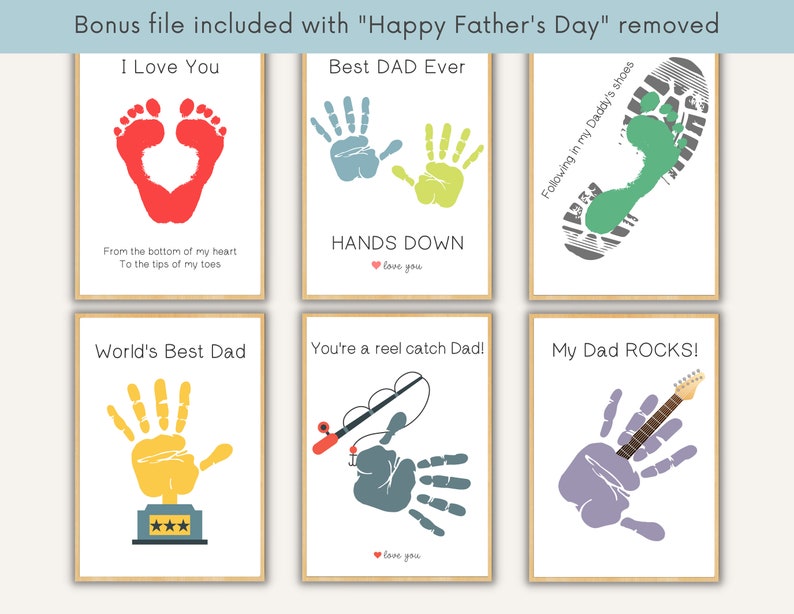 Father's Day Handprint Art Printable Bundle, Handprint Gift for Dad from Kids, Crafts for Preschoolers Toddlers, Happy Father's Day Craft image 2