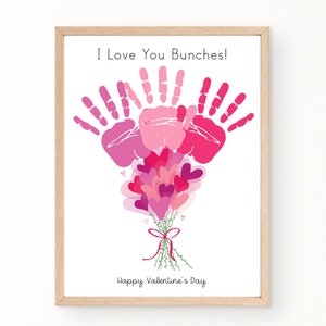 Valentinstag Handabdruck Handwerk, Valentinstag Kunst für Kinder, Valentinstag Handwerk für Kleinkinder, Valentinstag Vorschulaktivität, Handabdruck Valentinstag Blume