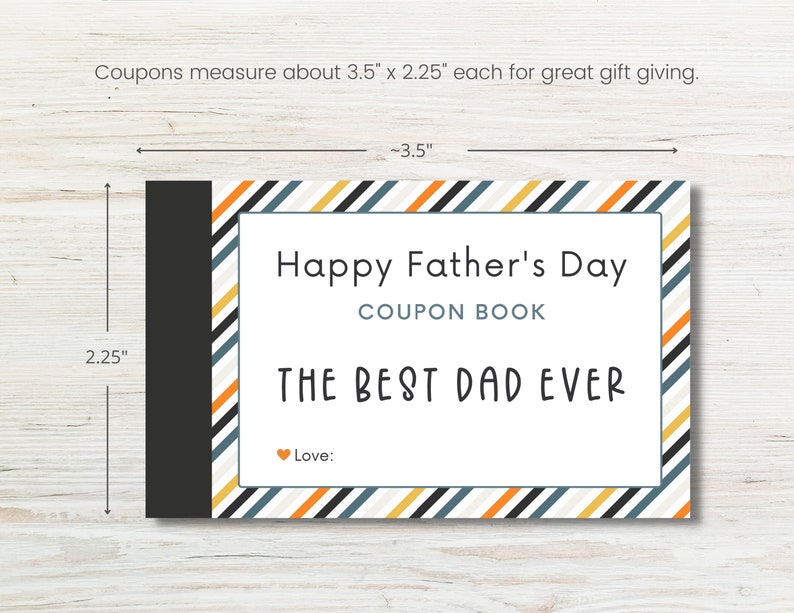 Father's Day Coupon Book, Father's Day Coupons, Father's Day Gift from Wife Kids, Printable Coupons, Instant Download, Last Minute Gift image 5