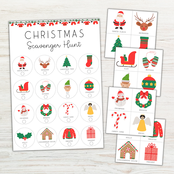 Christmas Scavenger Hunt Printable, Holiday Family Activity, Indoor and Outdoor, Christmas Classroom Activity for Children, Preschoolers