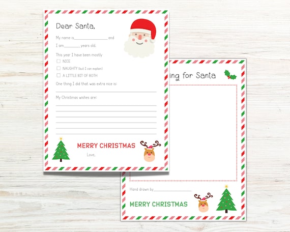 Letter to Santa Printable, Santa Letter, Kids Letter to Santa