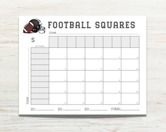 Football Squares Printable, Football Square Fundraiser, 25 Square Football Board, Football Square Template, Football Pool Template, Grid