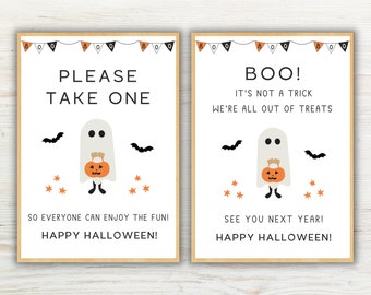 Please Take One Sign Halloween Printable, Out of Candy Sign, Trick or Treat Sign, Halloween Candy Sign, Door Sign, Porch Sign, Party Decor