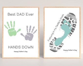 Father's Day Handprint Art Printable, Gift for Dad from Kids, Set of Two, Handprint Art Craft, Happy Fathers Day, Crafts for Preschoolers