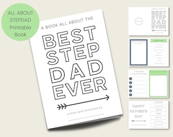 All About My Stepdad Printable Book, All About Dad, Fathers Day Gift for Stepdad, Stepdad Interview Questionnaire, Last Minute, Best Stepdad