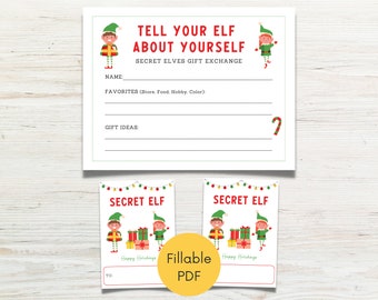Secret Elves Questionnaire Printable, Secret Elf List, Office Gift Exchange Survey, Christmas Gift Exchange Tag, Work Secret Santa Survey
