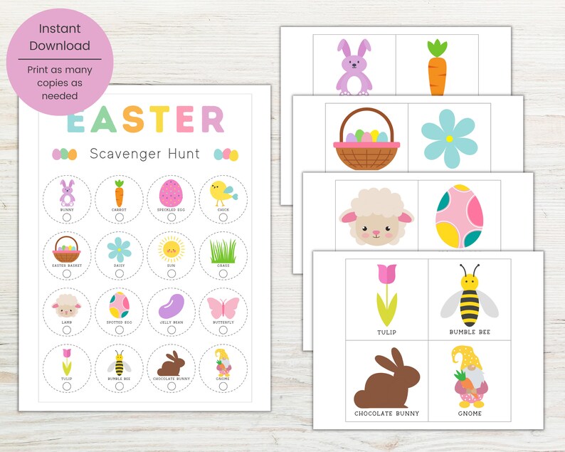 Easter Scavenger Hunt for Kids Printable, Indoor Treasure Hunt with Picture Cards to Hide, Easter Game for Kids, Easter Party Game Classroom image 6