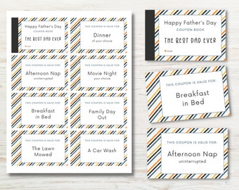 Father's Day Coupon Book, Father's Day Coupons, Father's Day Gift from Wife Kids, Printable Coupons, Instant Download, Last Minute Gift