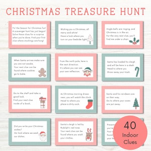 Indoor Christmas Treasure Hunt, Christmas Scavenger Hunt Printable for Kids, Christmas Scavenger Hunt Riddles, Christmas Treasure Hunt Clues
