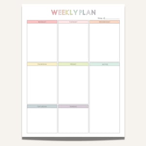 Weekplanner afdrukbaar verticaal portret, Homeschool weekschema, wekelijkse planner takenlijst, Kids weekschema, weekschool sjabloon