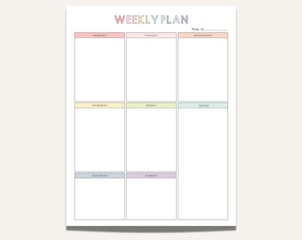 Weekly Planner Printable Vertical Portrait, Homeschool Weekly Schedule, Weekly Planner To Do List, Kids Week Schedule, Week School Template