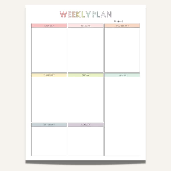 Weekly Planner Printable Vertical Portrait, Homeschool Weekly Schedule, Weekly Planner To Do List, Kids Week Schedule, Week School Template