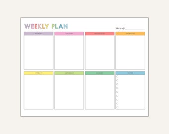 Planificador semanal imprimible, horario semanal para niños, lista de tareas familiares, maestro de plantilla de horario, educación en el hogar, calendario semanal para refrigerador