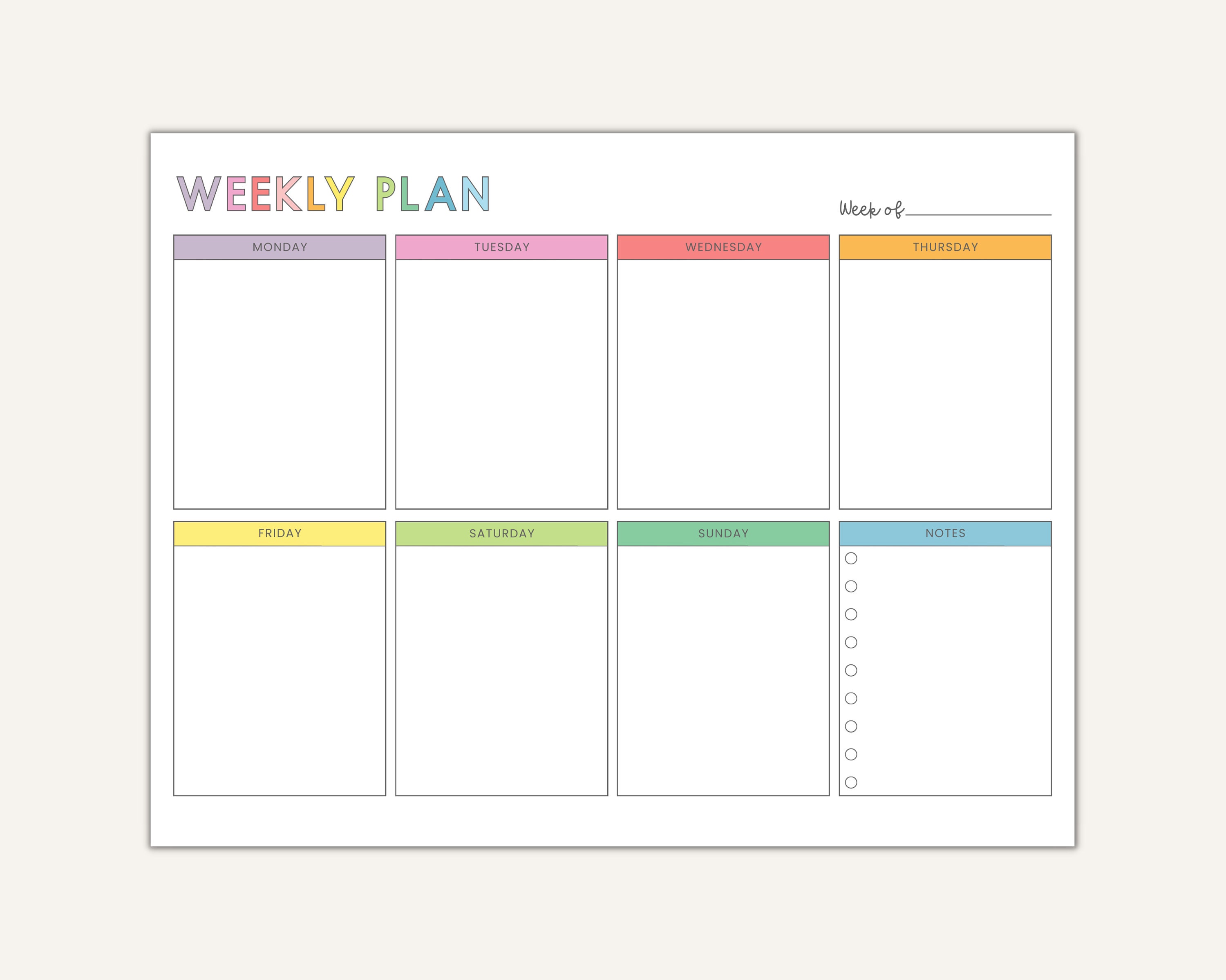 Weekly Planner Printable Weekly Schedule for Kids Family to Do List