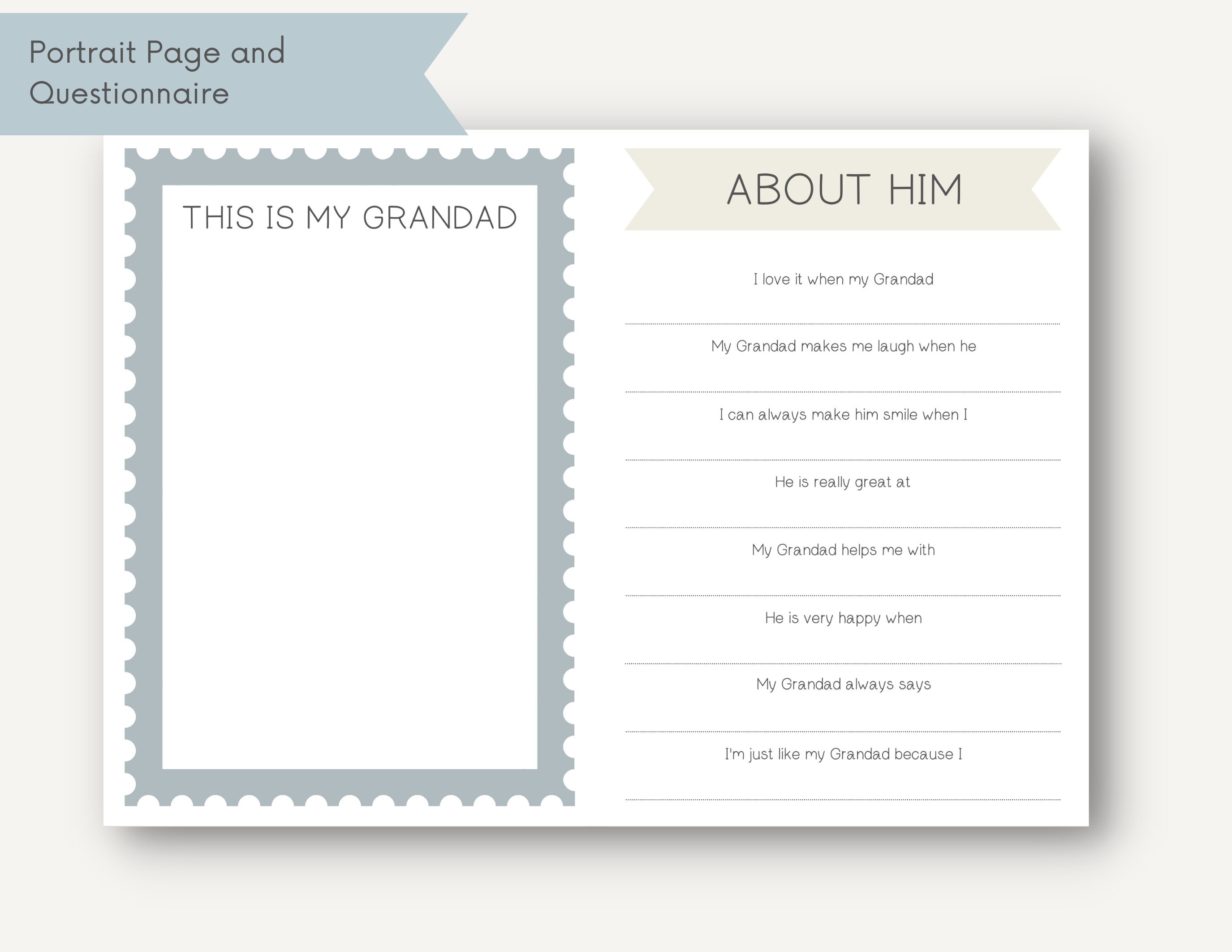 All About My Grandad Printable Book Grandad Father's Day - Etsy