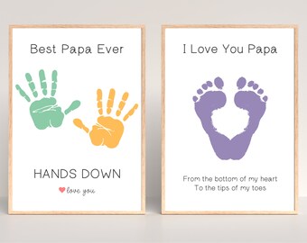 Father's Day Gift for Papa, Handprint Art Printable, Gift from Grandkids, Set of Two, Grandfather Sign, Grandpa DIY Craft, Instant Download