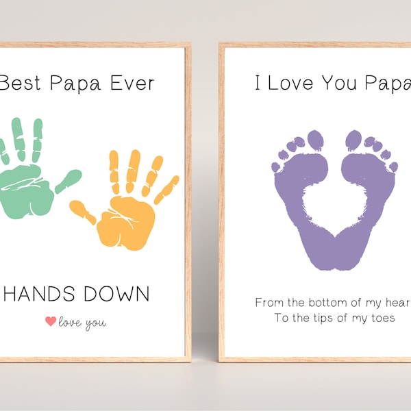Father's Day Gift for Papa, Handprint Art Printable, Gift from Grandkids, Set of Two, Grandfather Sign, Grandpa DIY Craft, Instant Download