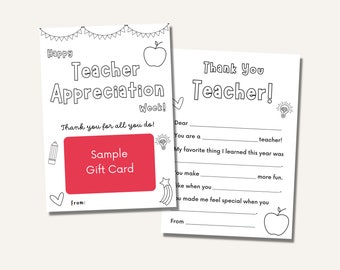 Teacher Gift Card Holder, Teacher Appreciation Printable, All About My Teacher, Teacher Questionnaire, Coloring, End of Year Teacher Gift