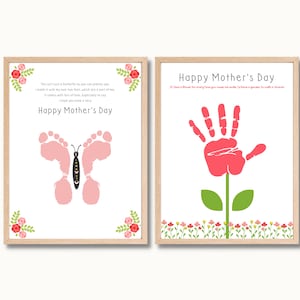 Mother&#39;s Day Printable, Handprint Art, Footprint Craft, Mothers Day Keepsake Gift, Mother&#39;s Day Card, Printable Mothers Day Craft for Kids
