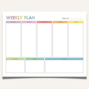 Weekly Planner Printable, Weekly Schedule Template, Weekly Planner To Do List, Homeschool Weekly Schedule, Kids Teens Week School Schedule