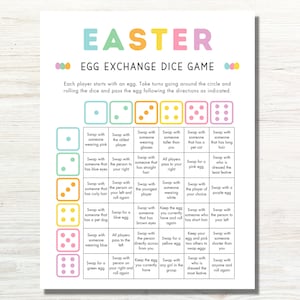 Osterei-Börsen-Würfelspiel zum Ausdrucken, Oster-Würfelspiel für Kinder und Erwachsene, Osteraktivität, Oster-Familienspiel, Oster-Partyspiel im Klassenzimmer