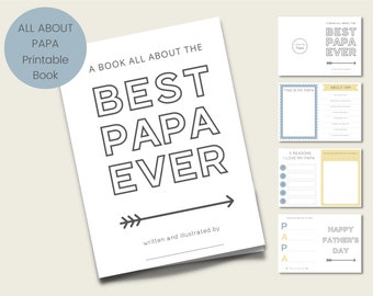 All About My Papa Printable Book, Fathers Day Questionnaire, Papa Interview, Easy Fathers Day, Cards Printable, Craft For Kids, Best Papa