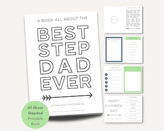 All About My Stepdad Printable Book, All About Dad, Fathers Day Gift for Stepdad, Stepdad Interview Questionnaire, Last Minute, Best Stepdad