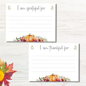 Ik ben dankbaar voor je kaarten afdrukbaar, dankbaarheidskaarten sjabloon, Thanksgiving plaatskaart, Friendsgiving-activiteiten, ik ben dankbaar voor kaarten