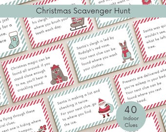Indoor Christmas Treasure Hunt, Christmas Scavenger Hunt for Kids, Christmas Treasure Hunt Clues Printable, Christmas Scavenger Hunt Riddles