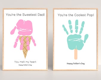 Father's Day Handprint Craft Printable, Handprint Art for Dad, Dad Gift from Kids, Set of Two, Fathers Day Printable Craft Activities, DIY