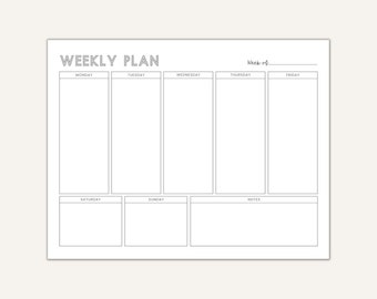 Horario semanal para niños imprimible, horario semanal de educación en el hogar, lista de tareas pendientes del planificador semanal minimalista, semana de un vistazo, horario escolar semanal