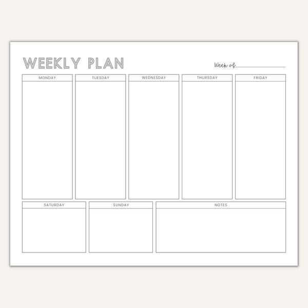 Weekly Schedule for Kids Printable, Homeschool Weekly Schedule, Minimalist Weekly Planner To Do List, Week at a Glance, Week School Schedule