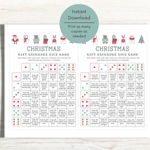 Christmas Gift Exchange Dice Game Printable, Roll the Dice Holiday Gift Exchange, White Elephant, Pass the Gift Game, Christmas Party Games image 4