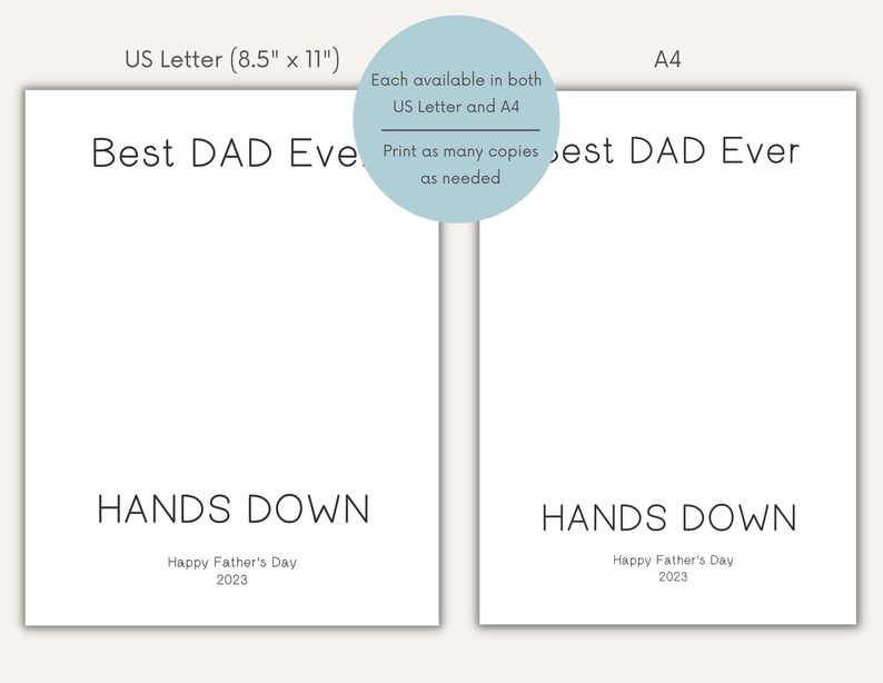 Father's Day Handprint Art Printable Bundle, Handprint Gift for Dad from Kids, Crafts for Preschoolers Toddlers, Happy Father's Day Craft image 4