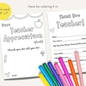 Teacher Gift Card Holder, Teacher Appreciation Printable, All About My Teacher, Teacher Questionnaire, Coloring, End of Year Teacher Gift image 4