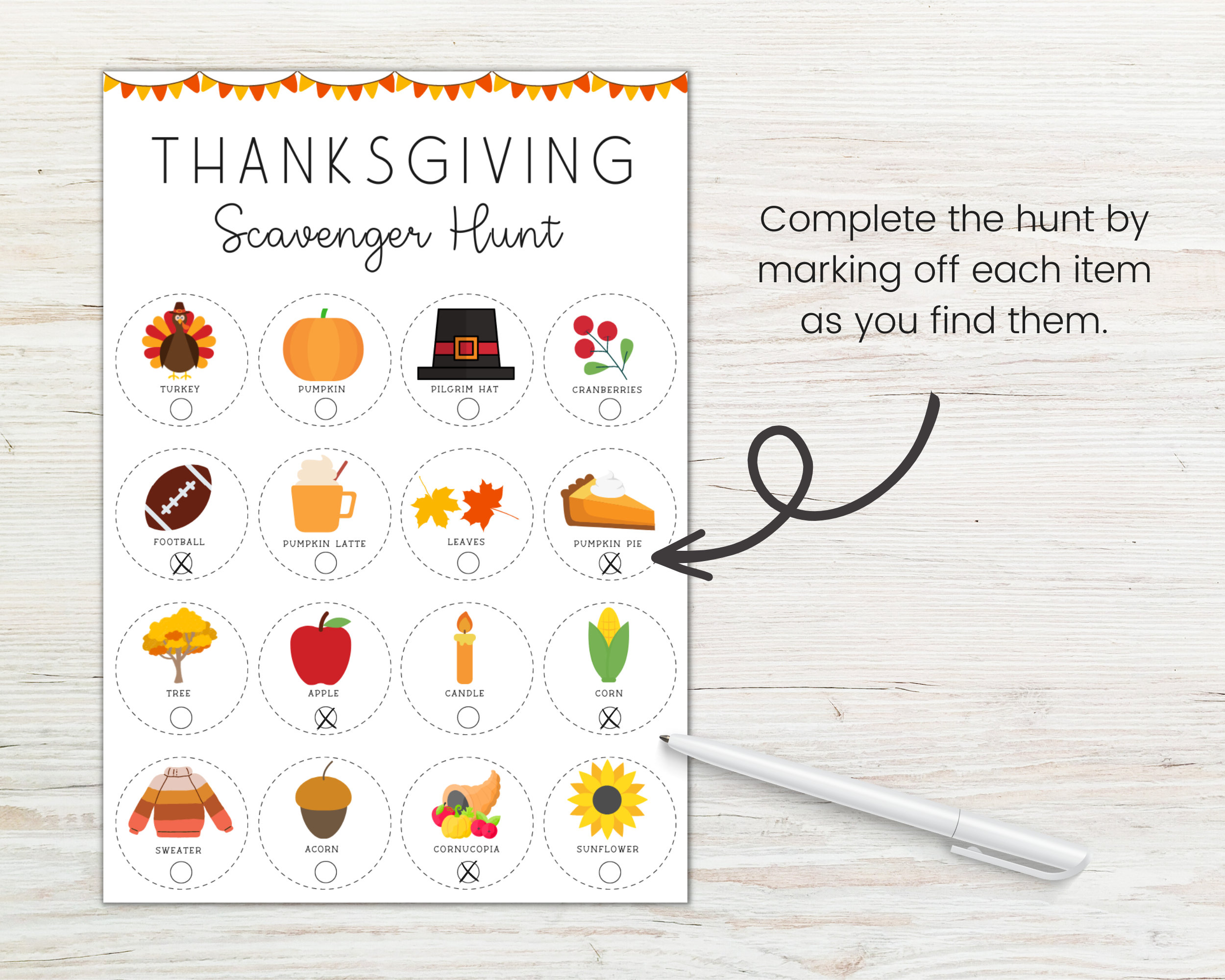 thanksgiving scavenger hunt printable for kids, indoor outdoor