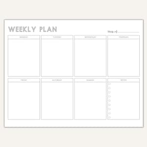 Weekly Schedule Printable, Week at a Glance, Week School Schedule, Homeschool Weekly Schedule for Kids, Minimalist Weekly Planner To Do List