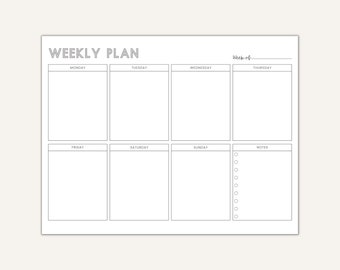 Weekly Schedule Printable, Week at a Glance, Week School Schedule, Homeschool Weekly Schedule for Kids, Minimalist Weekly Planner To Do List