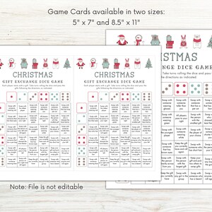 Christmas Gift Exchange Dice Game Printable, Roll the Dice Holiday Gift Exchange, White Elephant, Pass the Gift Game, Christmas Party Games image 3
