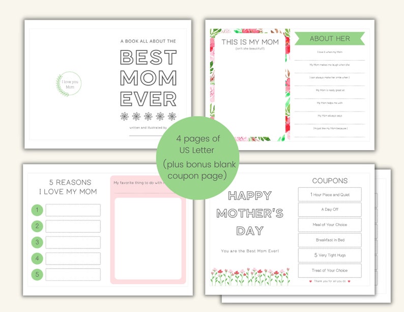 All About My Mom Printable Book Mother's Day - Etsy