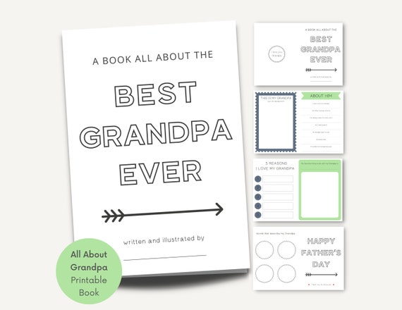 All About My Grandpa Printable Book, Father's Day Questionnaire, Coloring Card for Grandpa, Papa Interview, Fill in Blank, Easy Fathers Day