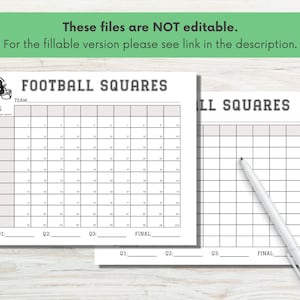 Football Squares Printable, Football Square Fundraiser, 100 Square ...