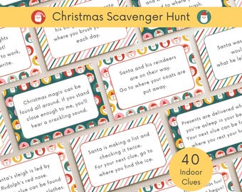 Christmas Scavenger Hunt for Kids, Indoor Christmas Treasure Hunt, Christmas Scavenger Hunt Riddles, Christmas Treasure Hunt Clues Printable