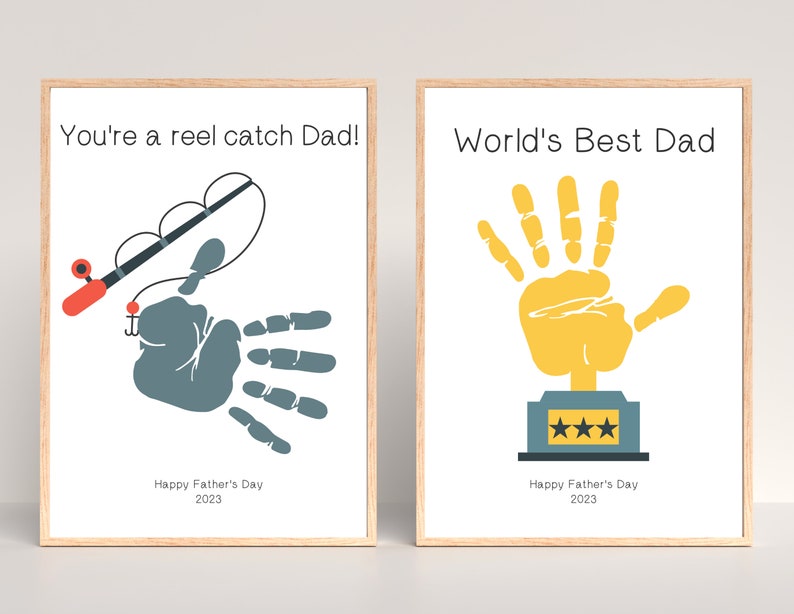 Father's Day Handprint Art Printable Bundle, Handprint Gift for Dad from Kids, Crafts for Preschoolers Toddlers, Happy Father's Day Craft image 7