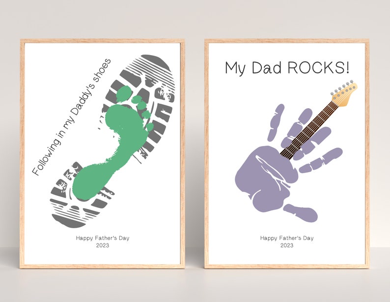 Father's Day Handprint Art Printable Bundle, Handprint Gift for Dad from Kids, Crafts for Preschoolers Toddlers, Happy Father's Day Craft image 6