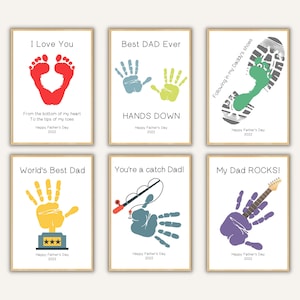 Father's Day Handprint Art Printable Bundle, Handprint Gift for Dad from Kids, Crafts for Preschoolers Toddlers, Happy Father's Day Craft image 1