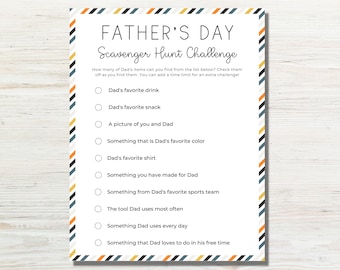 Father's Day Scavenger Hunt Game, All About My Dad Treasure Hunt, Fathers Day Printable Game, Scavenger Hunt Challenge, Fathers Day Gift