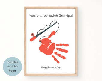 Father's Day Gift for Grandpa, You're a Reel Catch, Boating Fathers Day Gift, Handprint Art Printable for Grandpa, Gift from Grandkids