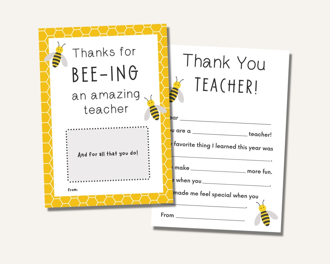 Teacher Appreciation PRINTABLE Gift Card Holder, End of Year, Teacher ...